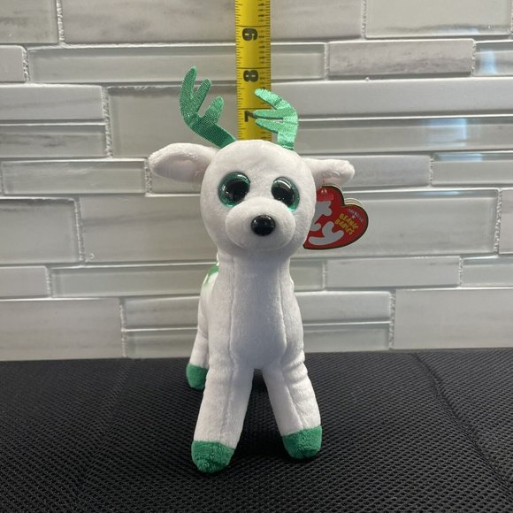 Peppermint The Reindeer - Ty Beanie Baby - Christmas Plush from 2017 - Picture 4 of 11